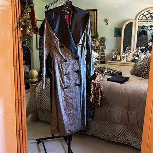 Calvin Klein, designer dress  with a patent leather red and blk belt and satin.